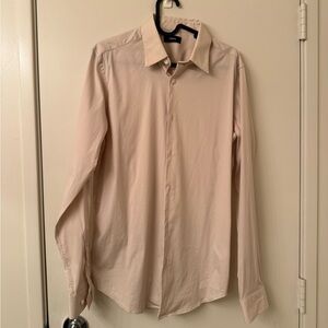 Theory Women’s Light Beige Buttom Down Cotton Blend Shirt Size S